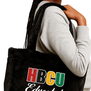HBCU borsa Tote in pelliccia panafricana educata in peluche in ciniglia ricamata confraternita greca Divine nove regalo borsa alla moda con Logo personalizzato - Product Image 3