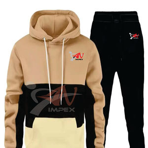 Sudadera con capucha de gran tamaño informal para hombre con logotipo personalizado de alta calidad, conjunto de sudadera de Color sólido con Jogger - Product Image 2