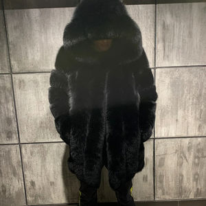 Abrigo Largo de Invierno para Hombre, de Lujo, con Rayas Marrones, de Piel de Zorro, Grueso y Cálido, a Precio de Mayoreo - Product Image 5