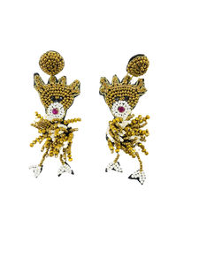 Boucles d'oreilles tendance style ethnique en perles dorées pour fiançailles, mariages, fêtes - Plaqué argent, haute qualité, vente en gros pour femmes - Product Image 2