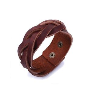 Pulsera de cuero de moda para hombre, brazalete abierto, brazaletes y pulsera de cuerda, doble ancho, Color negro, marrón, Vintage, Punk, joyería Unisex - Product Image 5