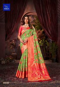 ผ้าไหมบาเนราสีคุณภาพมาตรฐานสำหรับงานเทศกาล พร้อมเสื้อคลุม จากซูรัต อินเดีย วิสโคส - Product Image 3