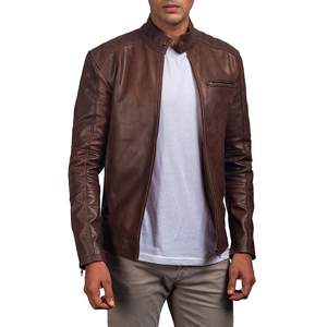 Best Leather Jackets Gentleman <b>Mens</b> Warm Zipper <b>Cardigan</b> <b>Pocket</b> Stand up Collar Slim Fit Pu leather <b>men</b> Jacket - Product Image 1