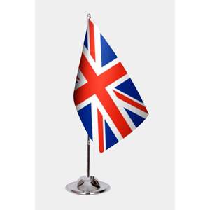 Drapeau de bureau personnalisé du Royaume-Uni, imprimé numériquement, en tissu, avec mât en fibre de verre pour utilisation automobile - Disponible en plastique, polyester, soie - Product Image 1
