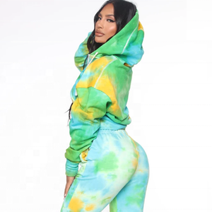 Chándales deportivos de nuevo diseño para mujer Dip Dye Tie Dye Heavy Fleece Cotton Sweat para trabajo al aire libre Yoga Gym Wear - Product Image 4