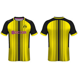 Maillot de football personnalisé KIVOTECH, noir et rose rayé, col rond, manches courtes, évacuation de l'humidité, unisexe, vêtements de sport pour adultes - Product Image 6