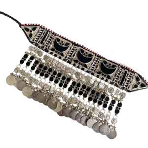 Producto en Oferta, Joyería Nupcial Afgana Kuchi, Hecha a Mano, Vintage, Étnica, de Latón, Chapada en Oro Antiguo y Rodio, Multicolor para Bodas - Product Image 6