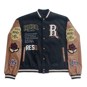 18 - Customized Varsity <b>Jackets</b> Wool Body <b>Leather</b> Sleeves with Chenille and Embroidered Patches Unisex College <b>Jacket</b> OEM - Product Image 1
