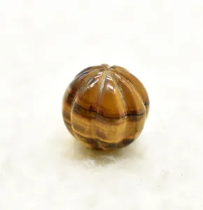 Tiger Eye Carved Pumpkin Crystal Beads For Jewelry Making 10 MM Size Loose Gemstone Beads Carved Crystal