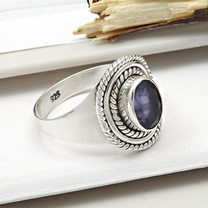 Natural Iolite Gemstone <b>Rings</b> Women's Fine Fashionable Handmade Jewelry Personalized <b>Statement</b> <b>Rings</b> at Lowest Wholesale Prices - Product Image 1