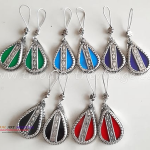 Boucles d'oreilles en argent allemandes Kuchi artisanales bijoux afghans tribaux de qualité supérieure en gros - Product Image 1