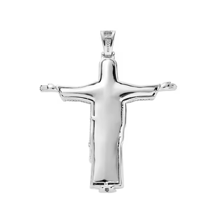 Colgante de Cruz de Jesús Chapado en plata de 2 pulgadas, corte llamativo, Diamante de moissanita ostentoso para bodas, fiestas, joyería religiosa helada - Product Image 3