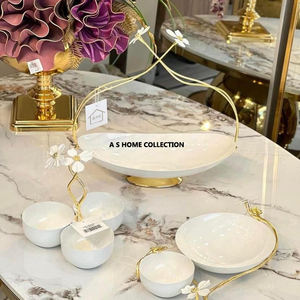 Finition brute plaquée argent métal décoratif coulé nouvelle forme ovale deux tailles plats de service et bol - Product Image 3