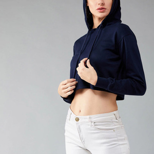 Top Corto Moderno para Mujer con Capucha, Anti-Pilling, Transpirable, Personalizable, de Tejido de Algodón, Cómodo, con Logotipo Frontal OEM - Product Image 2