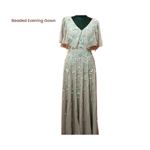 Rajgadhia Exports Formal Wedding Beaded Fancy Party Evening <b>Gown</b> Chapel Train Floor-Length V-neck Polygeorget Material for Women - Product Image 1