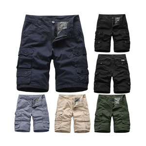 Pantalones Cortos Cargo Holgados de Color Personalizado con Dos Bolsillos, Pantalones Cortos Casuales de Algodón para Hombre, Pantalones Cortos con Cintas para Hombre, Ropa de Gimnasio - Product Image 1