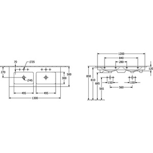 Meuble sous-vasque double V&B VENTICELLO 1300x500mm blanc 2 3-L Arm RE-E M L F VILLEROY & BOCH - Product Image 5