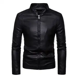 Jaqueta de couro de cordeiro preto masculina da moda/jaquetas de couro masculinas/jaquetas de couro do Paquistão casacos novos de alta qualidade