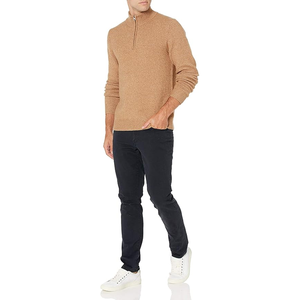 Pull d'hiver 100% coton à fermeture éclair pour hommes, tricots respirants à col montant, approvisionnement ODM personnalisé - Product Image 5