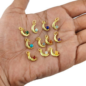 4mm Carnelian Cabochon 18K Gold Vermeil 925 Sterling Silver Pendant Crescent Shape Rhodium Plating Prong Fine Pendants <b>Charms</b> - Product Image 3