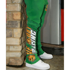 Custom Logo Eco-Friendly Plus Size Distressed Stacked Pants <b>Oversize</b> Acid Wash Unisex Tracksuit Hoodie Winter Printed <b>Sweatpants</b> - Product Image 5