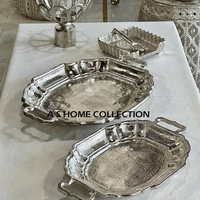Nouvellement à la mode Table Top Plateau De Service À La Main En Gros Fantaisie Classique Haute Vente En Aluminium Métal Feuille Or Bordure