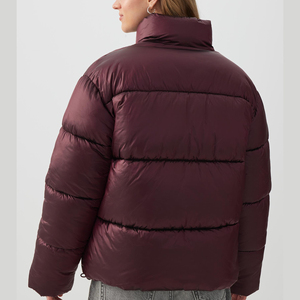 High Quality Warm Knitted Puffer Jacket Women Zipper <b>Coat</b> Cotton Padded <b>Outwear</b> Canvas Long Bomber Bubble Jackets For Ladies - Product Image 3