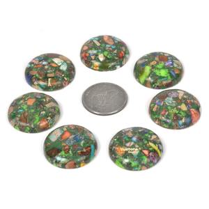 Cabujón Redondo Plano de Jaspe Multicolor de Pirita de 30 mm, Simulando Sedimento Marino - Product Image 2