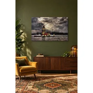 Impression sur toile de la Tour de la Jeune Fille sous des nuages sombres - Product Image 3