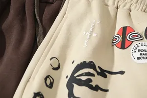 Custom Streetwear Vintage Sun fade Cotton <b>Short</b> <b>Men</b> Distressed <b>Patch</b> Embroidery With Drawstring Acid Wash <b>Shorts</b> for <b>Men</b> - Product Image 6