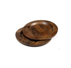 Plateau à dîner en bois de manguier Assiette à dîner en bois Léger Vaisselle naturelle Parfait pour Steak Snack Dessert - Product Image 1