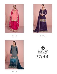 Conjunto Tradicional Maruti Fashion para Mujer, Top Sharara con Dupatta, Bordado Intenso en Seda Chinon, Colección de Exportación para Bodas y Todas las Temporadas - Product Image 6