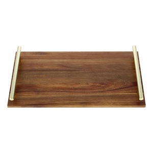 Plateau de rangement et de service moderne avec poignées métalliques élégantes, design minimaliste, idéal pour table basse, repas, réceptions et maison - Product Image 4