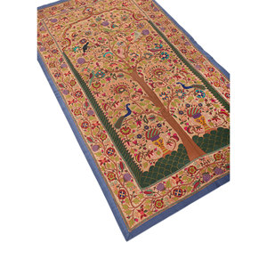 Tapiz de Pared de Tela de Algodón Verde con Arte Pichwai, Estilo Bohemio, Ecológico, para Decoración del Hogar, Nórdico, para Exteriores, con Cuerda y Metal - Product Image 2