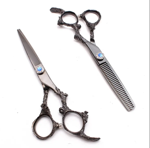 Tijeras de peluquería con grabado inoxidable, 5,5 ", 6", tijeras para cortar el cabello, tijeras para adelgazamiento, mango de dragón, tijeras de peluquero - Product Image 4
