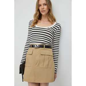 T-shirt rayé à manches longues et col en V - Product Image 1