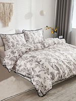 Parure de lit de luxe personnalisable en gros, motif floral classique, 10 pièces, 400 fils, 100 % polyester, housse de couette matelassée en fibre de polyester