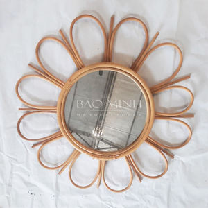 Espejo colgante de pared de ratán Natural Sun estilizado para decoración de habitación de guardería decoración del hogar Decoración de pared - Product Image 3