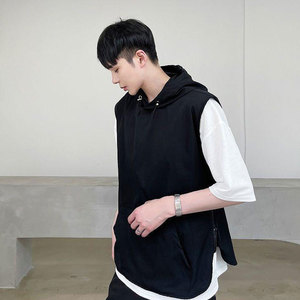Vente en gros de sweats à capuche sans manches pour hommes, grande taille, 100% coton, poids lourd, logo personnalisé, OEM, fitness - Product Image 2