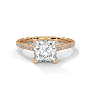 2.0ct Princess Cut CZ Solitaire <b>Ring</b> with Pave <b>Set</b> Band 925 Sterling Silver Engagement <b>Wedding</b> Band Bridal Jewelry <b>Women</b> <b>Ring</b> - Product Image 3