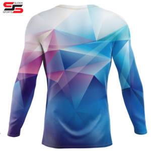 Rash Guard imprimé à sublimation personnalisée à manches longues Compression unisexe UPF50 + séchage rapide respirant 100% polyester écologique - Product Image 2
