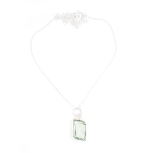 สร้อยคอพลอยอเมทิสต์สีเขียวเงินสเตอร์ลิง925เพชรพลอยเหลี่ยมพร้อมของขวัญแต่งงานทองคำสำหรับเธอ - Product Image 4