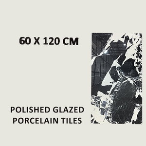 CONCEPTION POLYVALENTE DE CARREAUX EN PORCELAINE ÉMAILLÉE POLI 60X120 CM SURFACE POLIE LISSE NOIRE POUR CHAMBRES DE LUXE haute brillance - Product Image 4