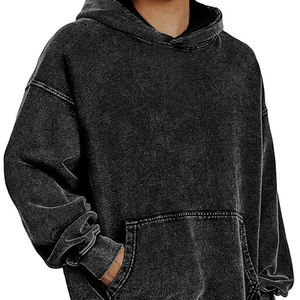 Sweat à capuche vintage surdimensionné Distress Washed Logo personnalisé Sweat à capuche lavé à l'acide - Product Image 1