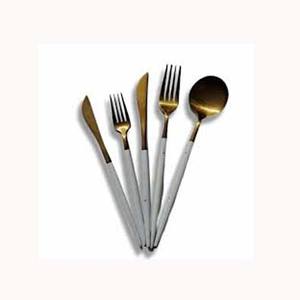 Cubiertos de acero inoxidable chapado en oro antiguo, aspecto gris, palillos, mango de estilo real, juego de cubiertos ecológicos, diseño de lujo para el hogar - Product Image 1