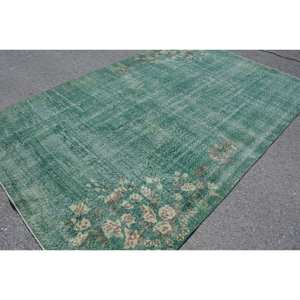 Alfombra turca vintage de 6,4x10 pies, área grande clásica, lana hecha a mano con diseño de retazos, respaldo de látex para adolescentes - Product Image 2