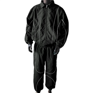 Ensemble survêtement et veste décontractée à capuche en deux pièces pour homme, coupe-vent de sport en polyester/coton, personnalisable pour l'hiver - Product Image 3