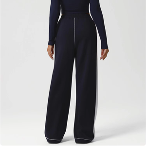 Pantalons de jogging en molleton de coton pour femmes en gros, taille haute, respirants, décontractés, hiver, devant plat, uni, teinture unie - Product Image 3