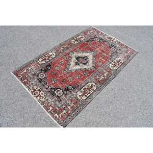 พรมตุรกีขนาด 3.6x5.9 ฟุต, พรมลายวินเทจ, พรมลายปะติดสีแดงน้ำเงิน - Product Image 4