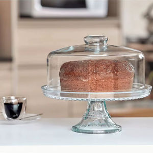 Elegant Serving Glass <b>Cake</b> Stand With Dome For Displaying <b>Cakes</b> At <b>Weddings</b> And Anniversary Events - Product Image 1